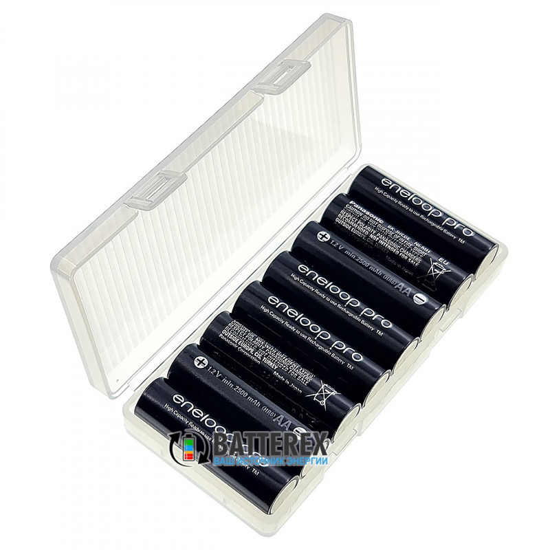 Аккумуляторы AA Panasonic Eneloop Pro 2600 mah BK-3HCDE (min. 2500mah) - 8 шт в пластиковом боксе