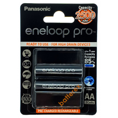 AA Panasonic Eneloop Pro 2600 mah BK-3HCDE - 2 шт. в блистере (цена за упаковку) AA Panasonic Eneloop Pro 2600 mah BK-3HCDE - 2 шт. в блистере (цена за упаковку)