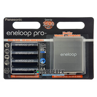 AA Panasonic Eneloop Pro 2600 mah BK-3HCDE/C4BE - упаковка 4 аккумулятора с фирменным боксом Eneloop для хранения