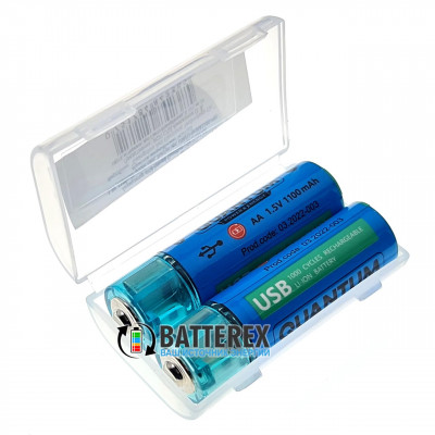 AA Li-ion Quantum 1100mah 1.5V USB - литий-ионные AA аккумуляторы с USB - 2 шт. в боксе AA Li-ion Quantum 1100mah 1.5V USB - литий-ионные AA аккумуляторы с USB - 2 шт. в боксе