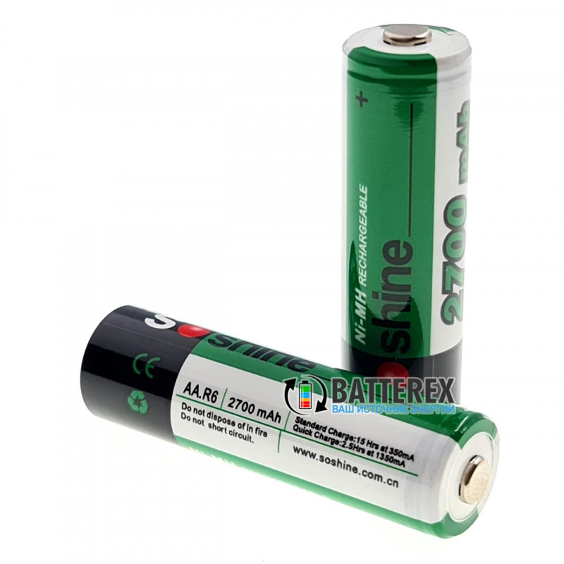 Пальчиковые AA аккумуляторы Soshine 2700 mah поштучно - реальная высокая ёмкость