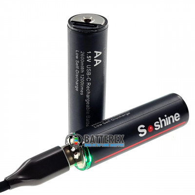 AA Li-ion Soshine 2600mWh 1.5V Protected USB Type-C - AA Li-ion аккумулятор с защитой и зарядкой от USB Type-C AA Li-ion Soshine 2600mWh 1.5V Protected USB Type-C - AA Li-ion аккумулятор с защитой и зарядкой от USB Type-C