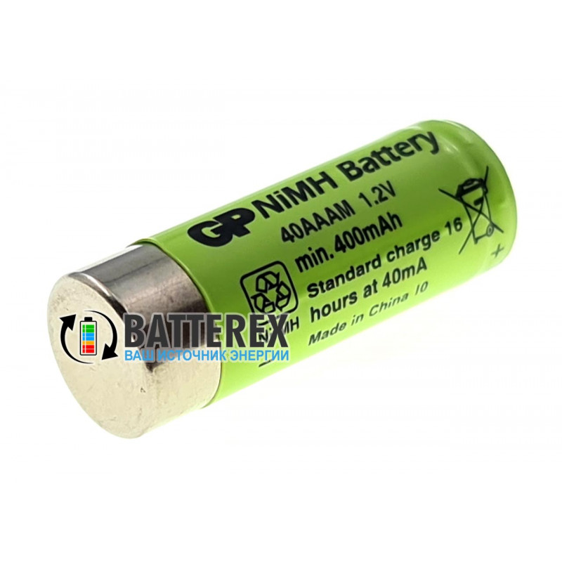 Аккумулятор промышленный 2/3 AAA GP 400mah 1.2V 40AAAM NiMH с плоским контактом плюс Flat Top Аккумулятор промышленный 2/3 AAA GP 400mah 1.2V 40AAAM NiMH с плоским контактом плюс Flat Top