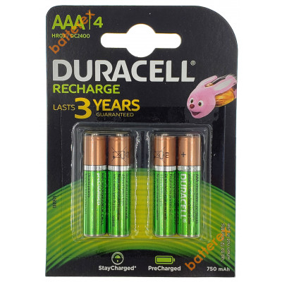 AAA Duracell Recharge 750 mah - 4 аккумулятора в блистере