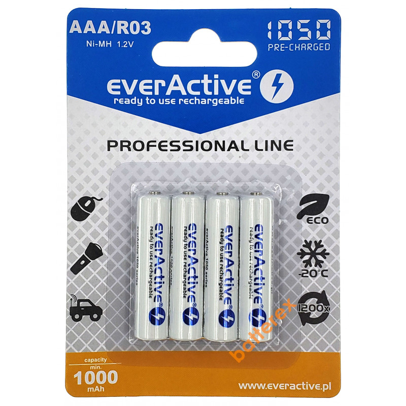 ААА EverActive 1050 mah - 4 аккумулятора в блистере