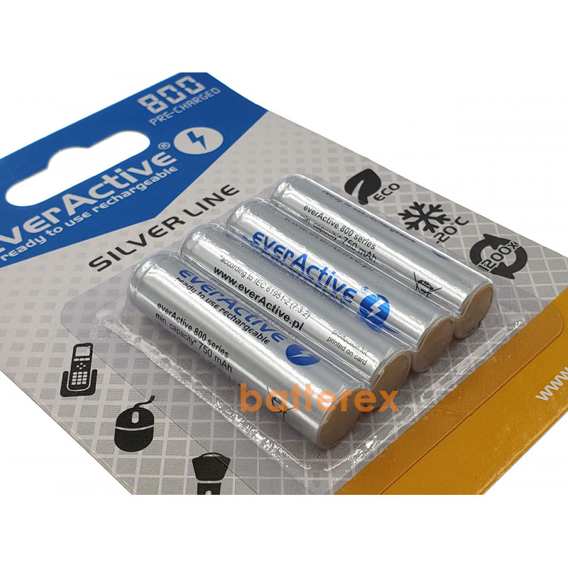 AAA EverActive 800 mah Silver Line - 4 аккумулятора в блистере AAA EverActive 800 mah Silver Line - 4 аккумулятора в блистере