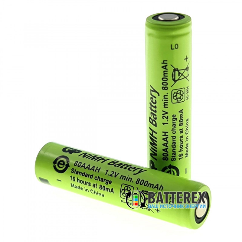 Аккумулятор промышленный AAA GP 80AAAH NiMH 800mah Flat Top с плоским контактом Плюс Аккумулятор промышленный AAA GP 80AAAH NiMH 800mah Flat Top с плоским контактом Плюс