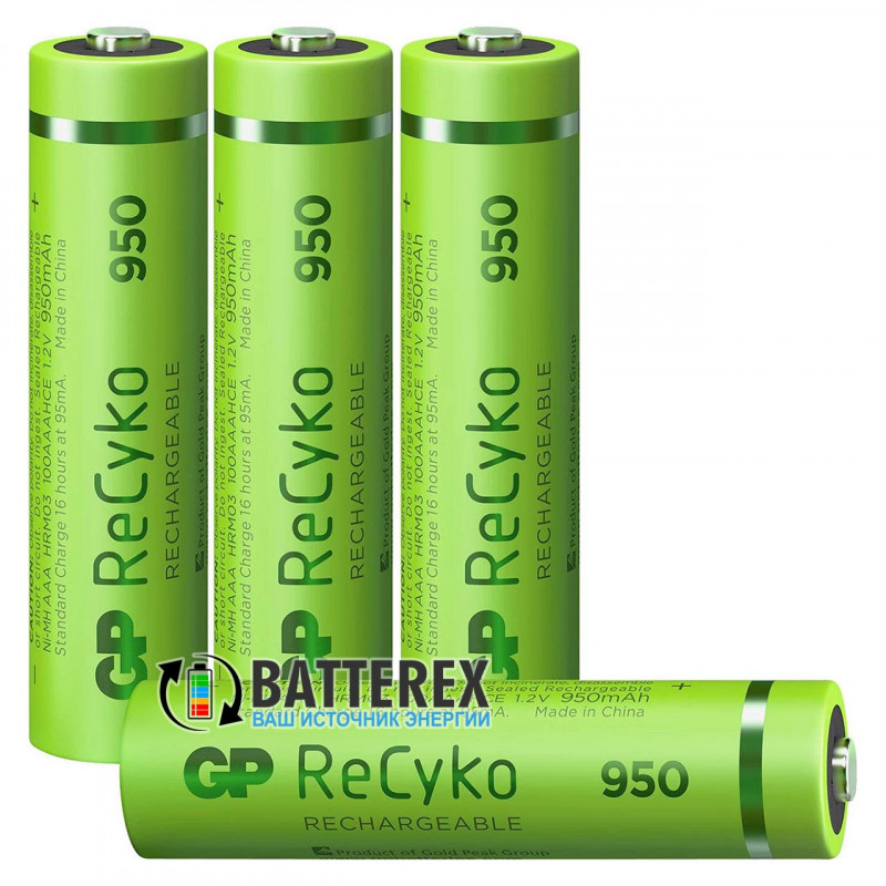 Минипальчиковые ААА аккумуляторы GP Recyko 950mah - поштучно от 1 шт