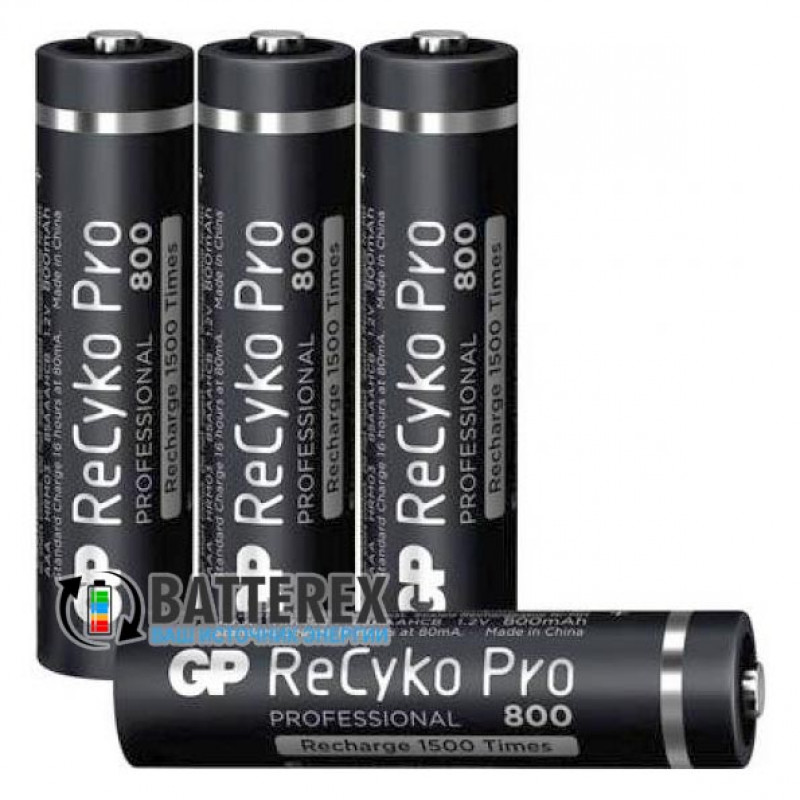 Минипальчиковые ААА аккумуляторы GP Recyko Pro 800mah на 1500 циклов - 4 шт. в коробочке