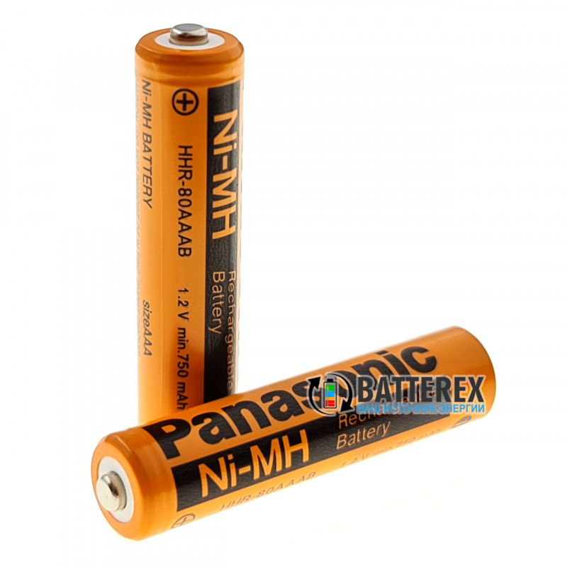Аккумулятор промышленный AAA Panasonic 750mah HHR-80AAAB NiMH Button Top