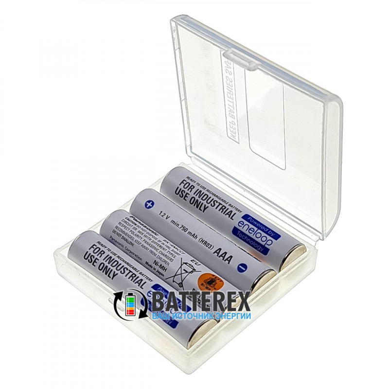 ААА аккумуляторы Panasonic Eneloop Industrial min.750mah BK-4MCCF - 4 шт в пластиковом боксе