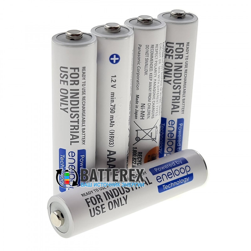 ААА аккумуляторы Panasonic Eneloop Industrial min.750mah BK-4MCCF поштучно от 1 шт.