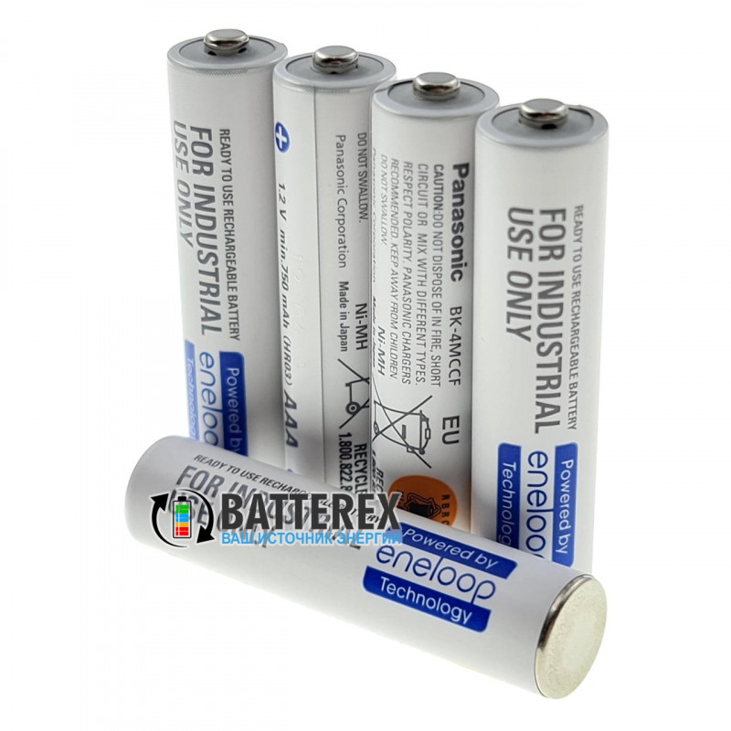 ААА аккумуляторы Panasonic Eneloop Industrial min.750mah BK-4MCCF поштучно от 1 шт.