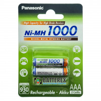 AAA Panasonic 1000 mah BK-4HGAE/2BE - 2 шт. в картонном блистере - 2020 год AAA Panasonic 1000 mah BK-4HGAE/2BE - 2 шт. в картонном блистере - 2020 год