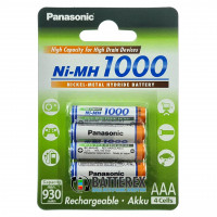 AAA Panasonic 1000 mah BK-4HGAE/4BE - 4 шт. в картонном блистере - 2020 год