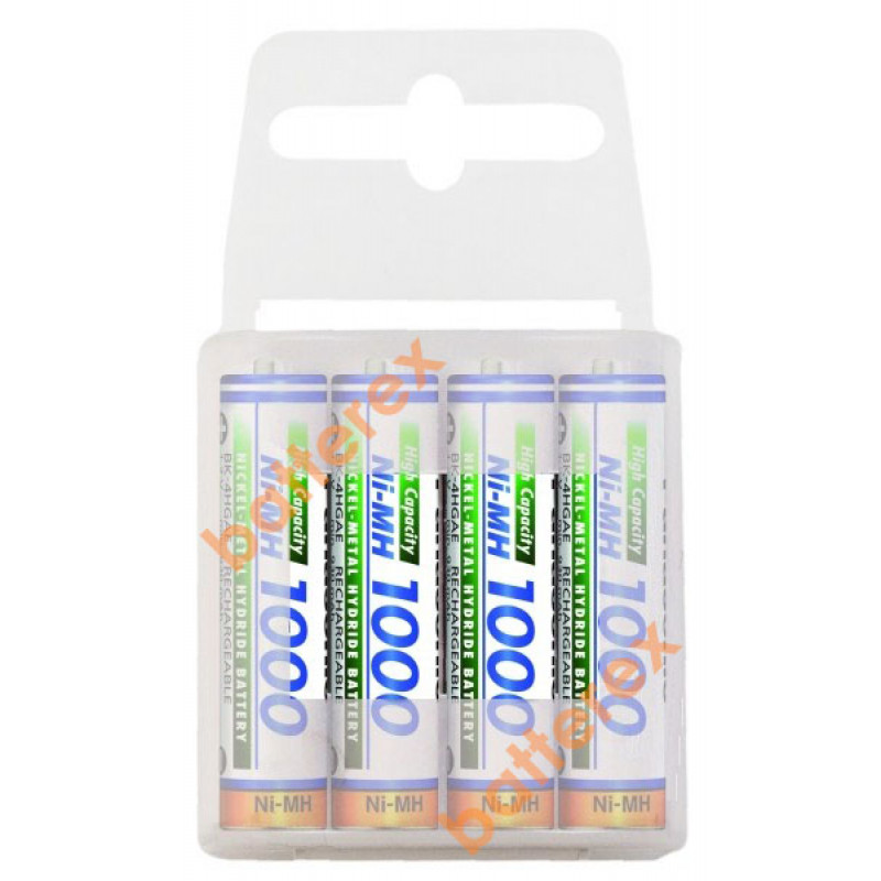 4 аккумулятора Panasonic 1000 mah BK-4HGAE в пластиковом кейсе