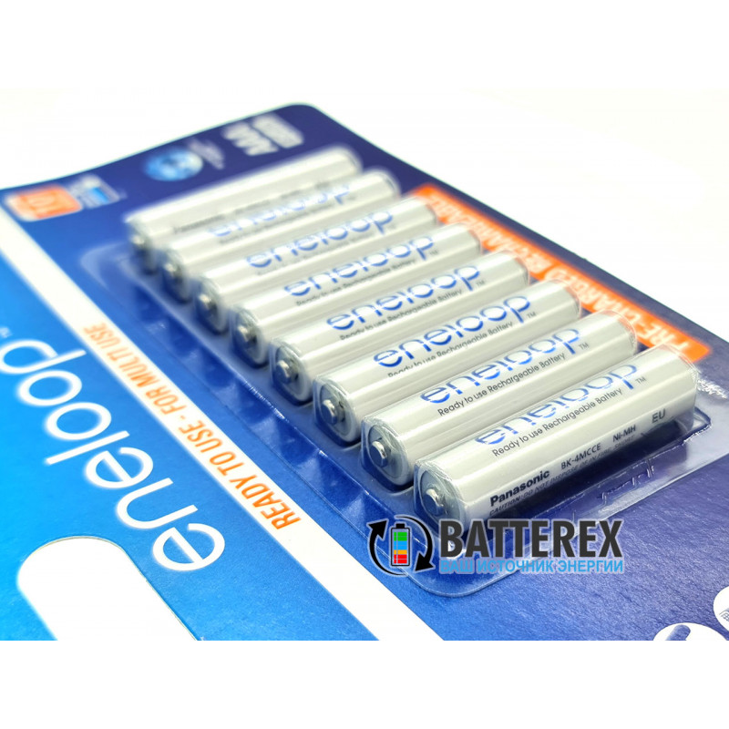 Аккумуляторы AAA Panasonic Eneloop 800 mah BK-4MCCE/8BE - 8 шт. в картонном блистере