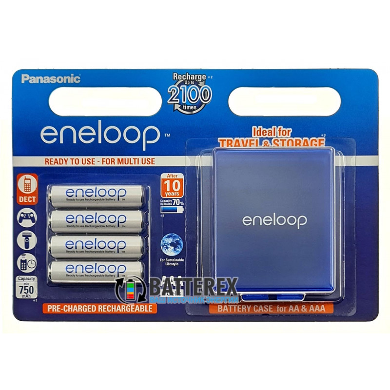AAA Panasonic Eneloop 800 mah BK-4MCCE/C4BE - упаковка в блистере 4 аккумулятора + фирменный бокс Eneloop
