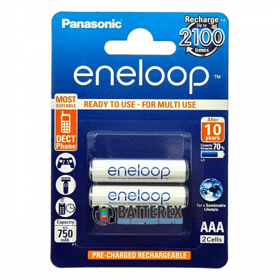 AAA Panasonic Eneloop 800 mah BK-4MCCE/2BE - 2 аккумулятора в блистере - 2024 год