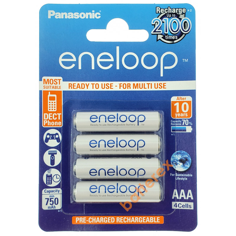 Минипальчиковые ААА аккумуляторы Panasonic Eneloop 800 mah BK-4MCCE/4BE - упаковка 4 шт. в картонном блистере