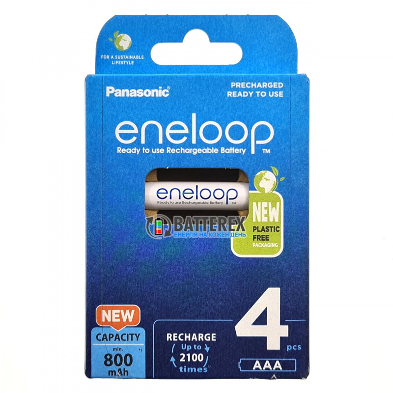 4 аккумулятора AAA Panasonic Eneloop 8100 mah BK-4MCDE 4BE EcoBox в картонной эко-упаковке 4 аккумулятора AAA Panasonic Eneloop 8100 mah BK-4MCDE 4BE EcoBox в картонной эко-упаковке