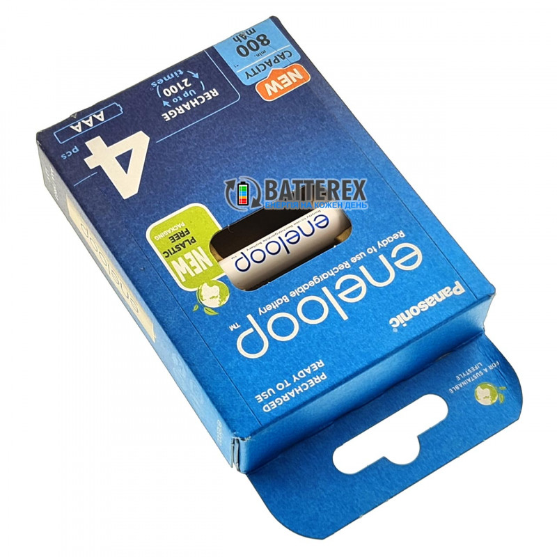 4 аккумулятора AAA Panasonic Eneloop 8100 mah BK-4MCDE 4BE EcoBox в картонной эко-упаковке 4 аккумулятора AAA Panasonic Eneloop 8100 mah BK-4MCDE 4BE EcoBox в картонной эко-упаковке