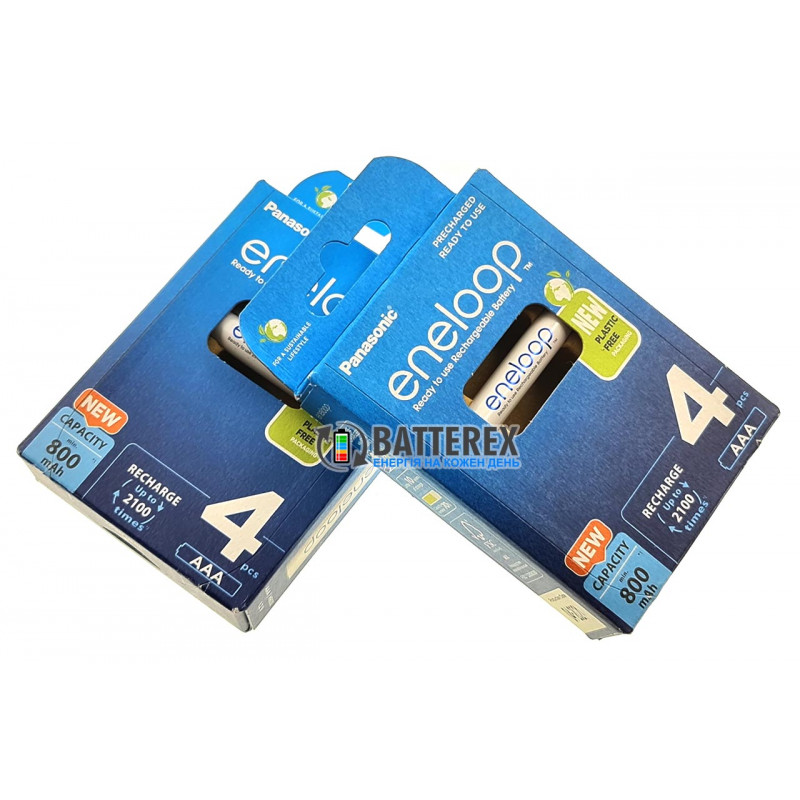 4 аккумулятора AAA Panasonic Eneloop 8100 mah BK-4MCDE 4BE EcoBox в картонной эко-упаковке 4 аккумулятора AAA Panasonic Eneloop 8100 mah BK-4MCDE 4BE EcoBox в картонной эко-упаковке