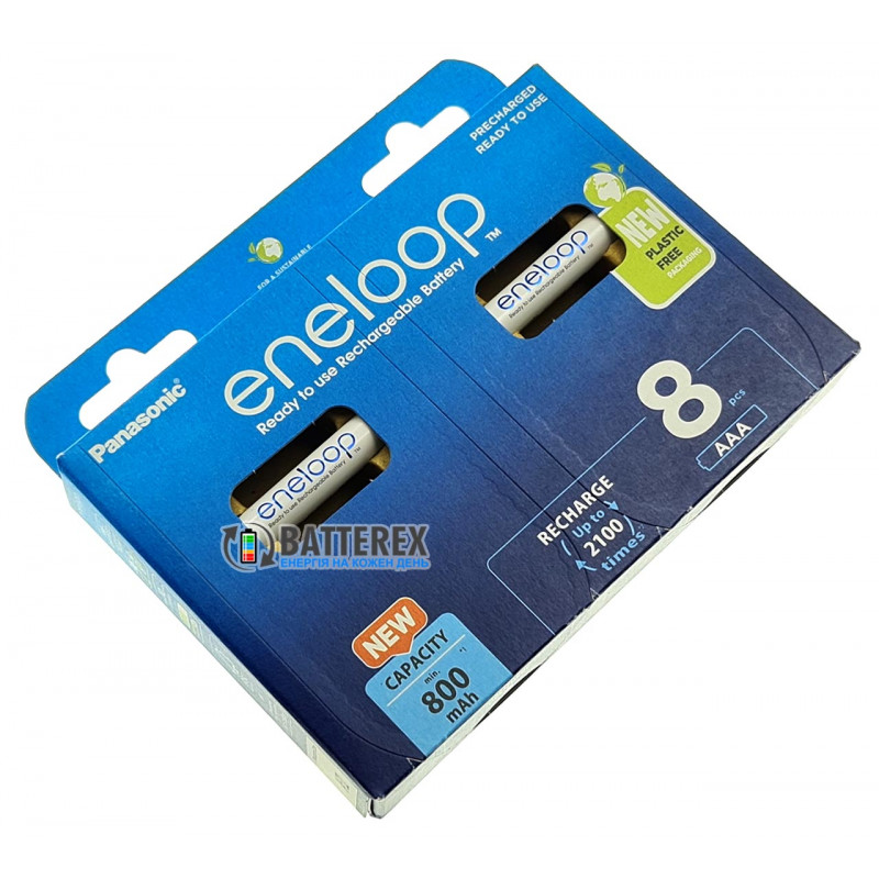8 аккумуляторов AAA Panasonic Eneloop 8100 mah BK-4MCDE 8BE EcoBox в картонной эко-упаковке 8 аккумуляторов AAA Panasonic Eneloop 8100 mah BK-4MCDE 8BE EcoBox в картонной эко-упаковке