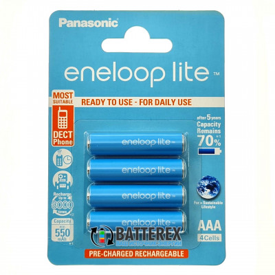 AAA Panasonic Eneloop Lite 600 mah BK-4LCCE/4BE  - 4 аккумулятора в блистере