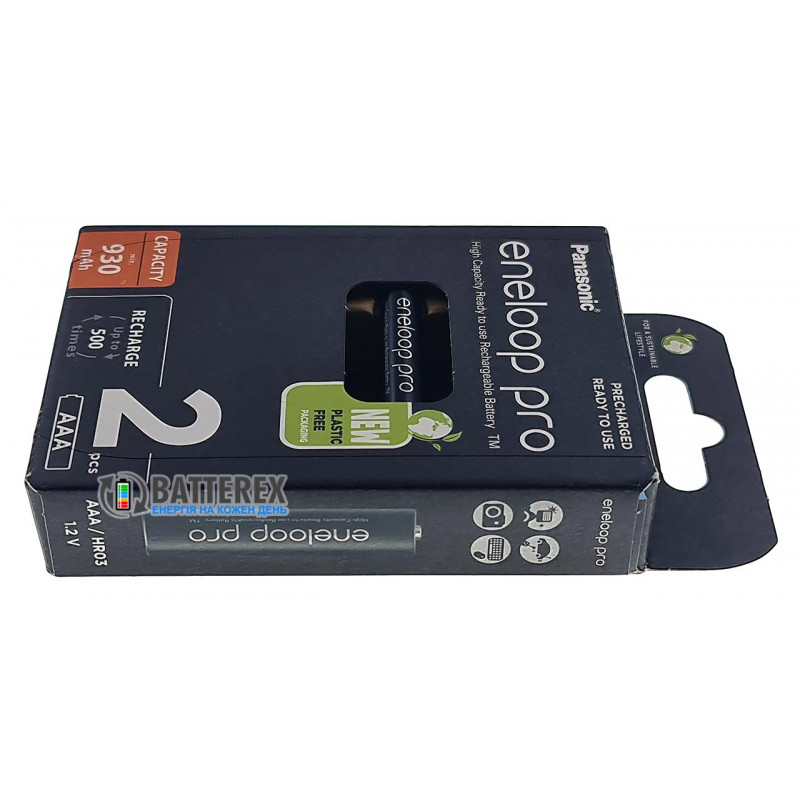 Аккумуляторы AAA Panasonic Eneloop Pro 980 mah - 2 шт. в картонной упаковке EcoBox - Оригинал-Япония