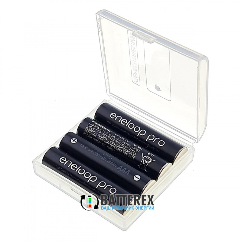 Аккумуляторы AAA Panasonic Eneloop Pro 980mah 930mah BK-4HCDE - 4 шт. в пластиковом боксе Аккумуляторы AAA Panasonic Eneloop Pro 980mah 930mah BK-4HCDE - 4 шт. в пластиковом боксе