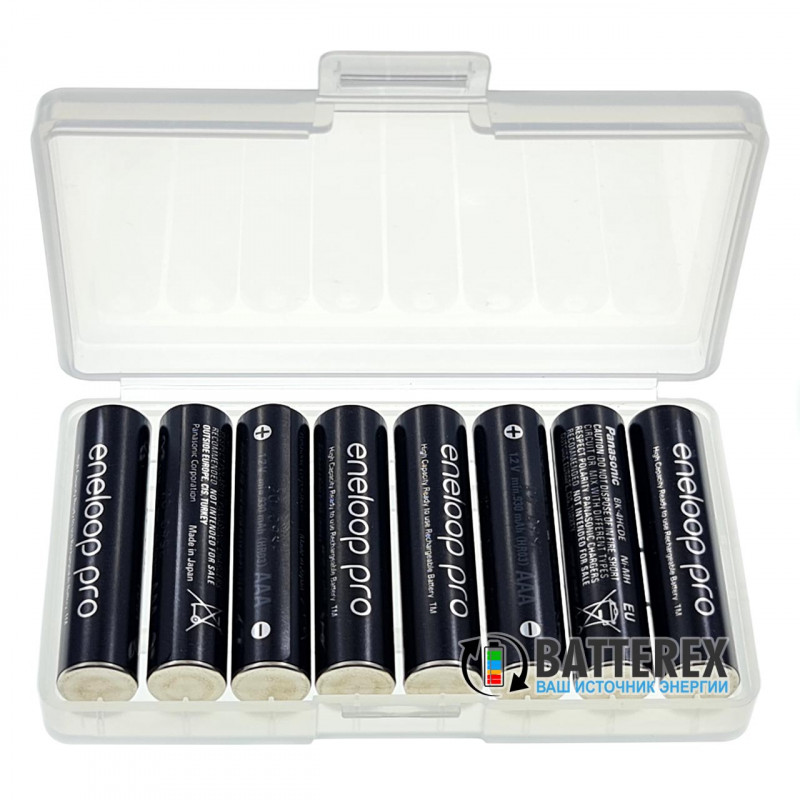 Аккумуляторы AAA Panasonic Eneloop Pro 980mah 930mah BK-4HCDE - 8 шт. в пластиковом боксе
