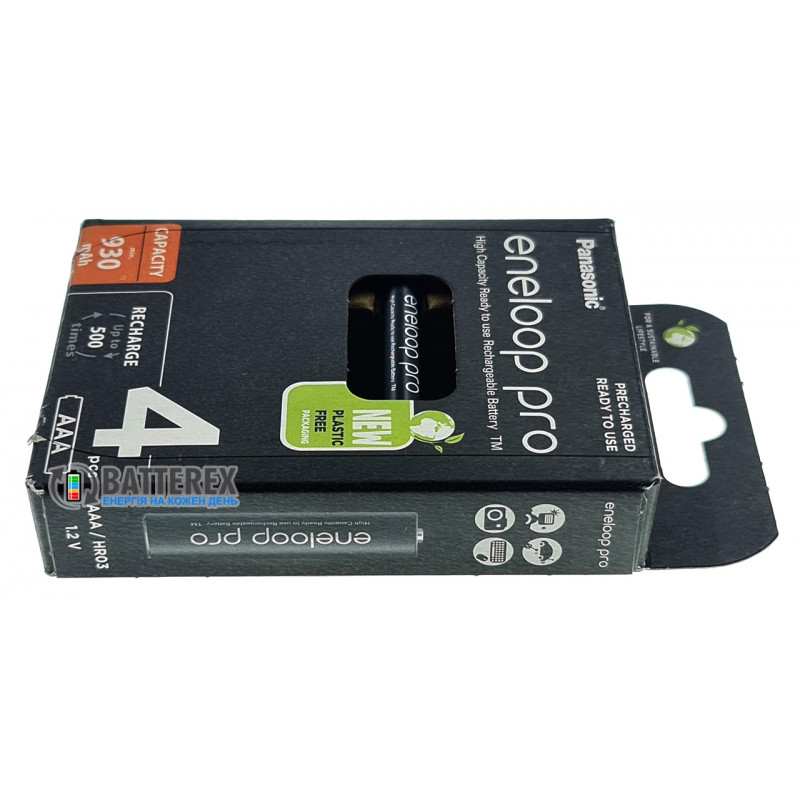 Аккумуляторы AAA Panasonic Eneloop Pro 980 mah - 4 шт. в картонной упаковке EcoBox - Оригинал-Япония