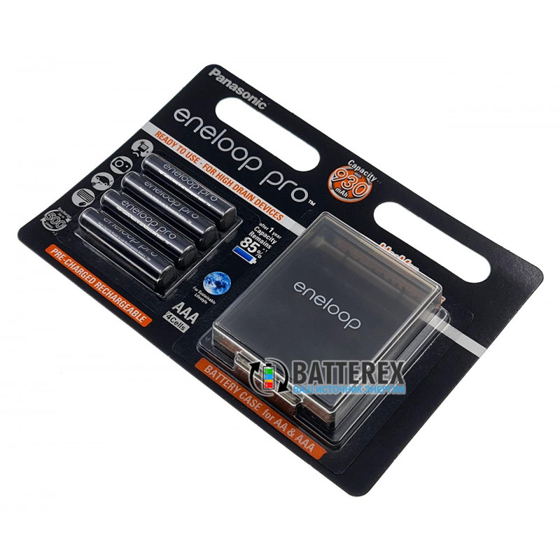 Аккумуляторы AAA Panasonic Eneloop Pro 980mah BK-4HCDE - упаковка в блистере 4 аккумулятора + фирменный бокс Eneloop Аккумуляторы AAA Panasonic Eneloop Pro 980mah BK-4HCDE - упаковка в блистере 4 аккумулятора + фирменный бокс Eneloop