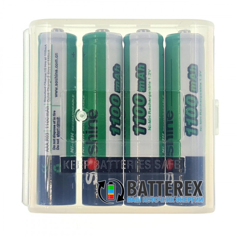 Аккумуляторы AAA Soshine 1100 mah в пластиковом боксе Аккумуляторы AAA Soshine 1100 mah в пластиковом боксе