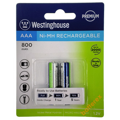 AAA Westinghouse Premium 800 mah - 2 аккумулятора в блистере AAA Westinghouse Premium 800 mah - 2 аккумулятора в блистере