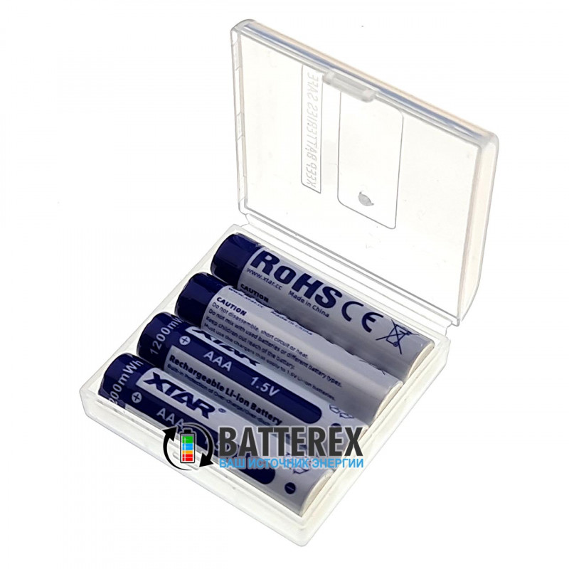 Аккумуляторы AAA XTAR Li-ion 1.5V 1200mWh 750mah - комплект 4 шт в боксе Аккумуляторы AAA XTAR Li-ion 1.5V 1200mWh 750mah - комплект 4 шт в боксе
