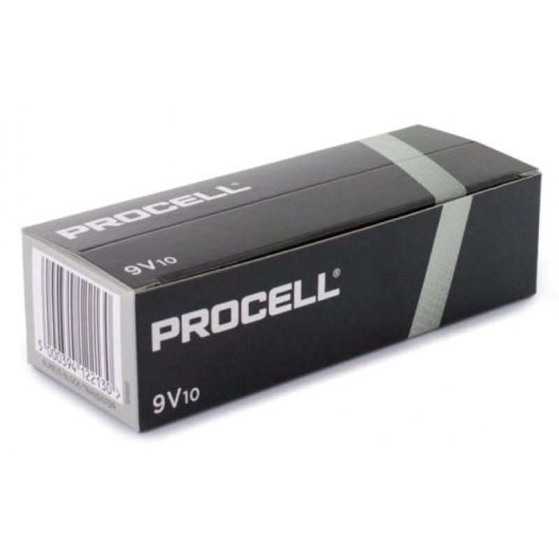 Щелочные Alkaline батарейки Крона Duracell Procell 9V - упаковка 10 шт.