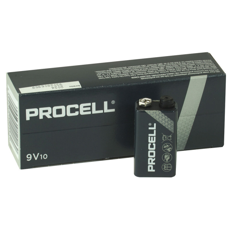 Щелочные Alkaline батарейки Крона Duracell Procell 9V - упаковка 10 шт.
