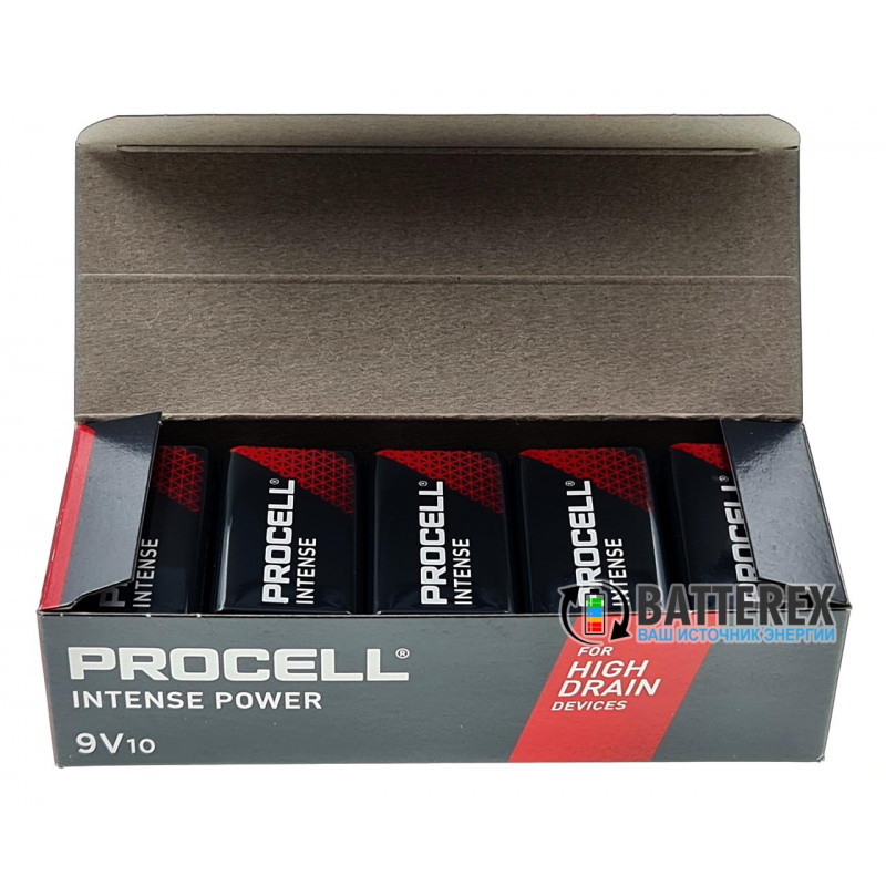 Щелочные Alkaline батарейки Крона Duracell Procell Intense 9V - упаковка 10 шт. Щелочные Alkaline батарейки Крона Duracell Procell Intense 9V - упаковка 10 шт.