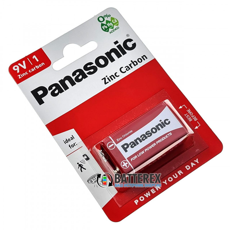 Батарейка солевая Крона 9V 6F22 Panasonic Zinc Carbon Батарейка солевая Крона 9V 6F22 Panasonic Zinc Carbon
