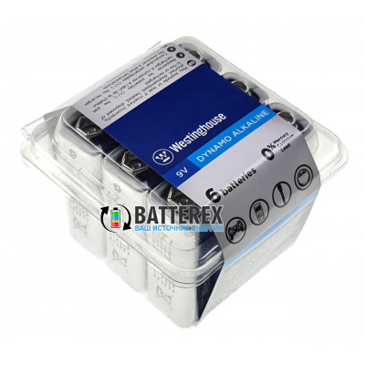 Батарейки щелочные Крона Westinghouse Dynamo Alkaline 9V 6LR61 - упаковка 6 шт.