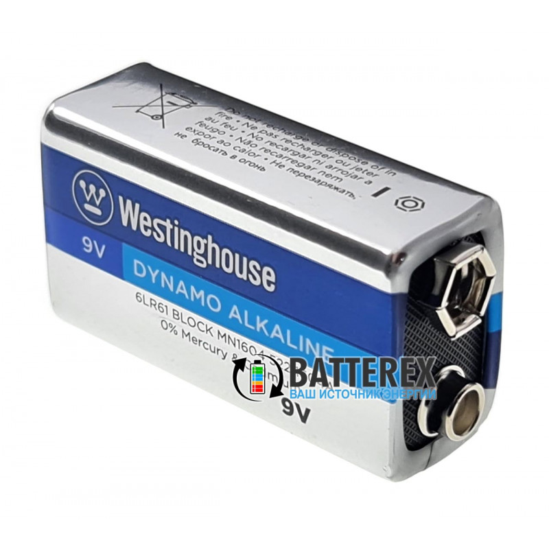 Батарейки щелочные Крона 9V Westinghouse Dynamo Alkaline - экономичная упаковка 6 шт.
