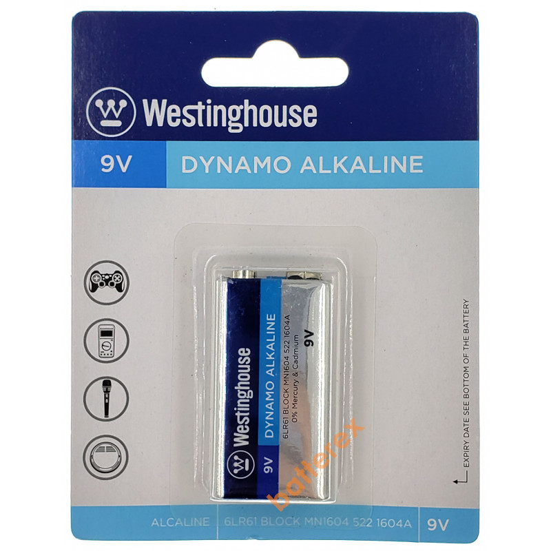 Батарейка Крона 9V 6F22 6LR61 Westinghouse Dynamo Alkaline