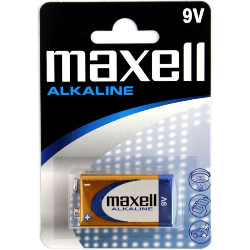 Батарейка Крона 9V 6F22 6LR61 Maxell Alkaline