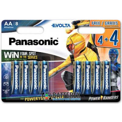 Батарейки щелочные АА Panasonic Evolta Power Rangers Alkaline LR6 1.5V - 8 шт. в блистере