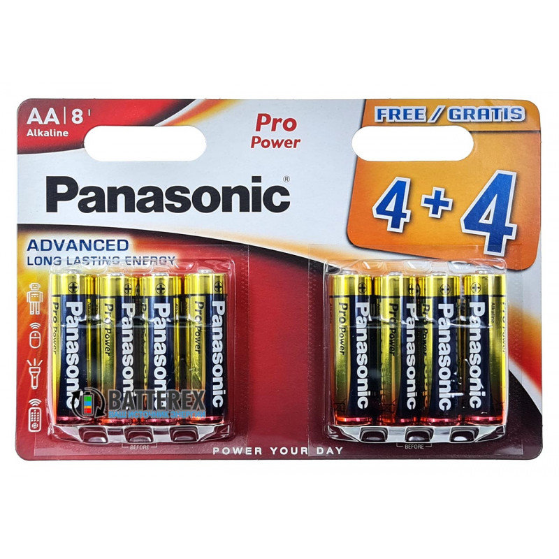 Батарейки щелочные пальчиковые АА Panasonic Pro Power Alkaline LR6 1.5V - 8 шт. в блистере
