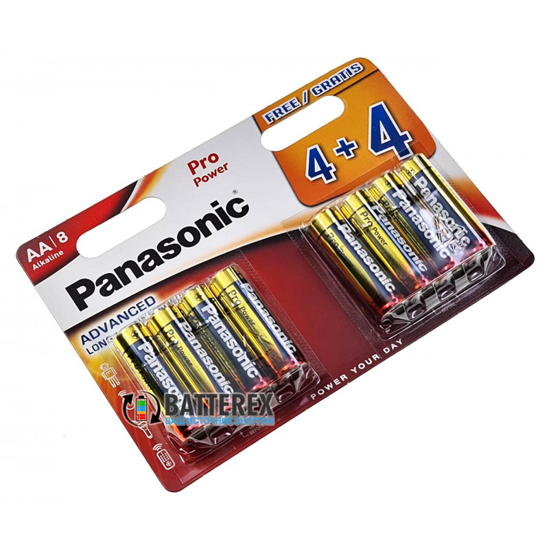 Батарейки щелочные пальчиковые АА Panasonic Pro Power Alkaline LR6 1.5V - 8 шт. в блистере Батарейки щелочные пальчиковые АА Panasonic Pro Power Alkaline LR6 1.5V - 8 шт. в блистере