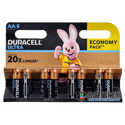 Батарейки щелочные АА Alkaline Duracell Ultra Powercheck LR6 1.5V с проверкой уровня заряда - упаковка 8 шт.