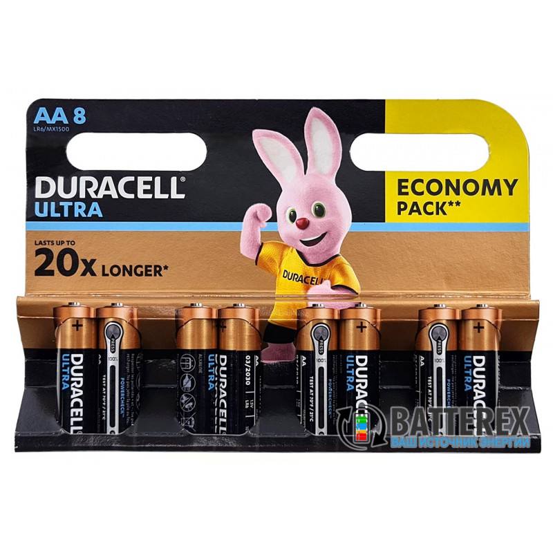 Батарейки АА LR6 1.5V Duracell Alkaline Ultra Powercheck с проверкой заряда - упаковка 8 шт